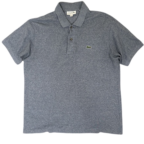 LACOSTE MENS MARLED BLUE/GREY POLO - Picture 1 of 2